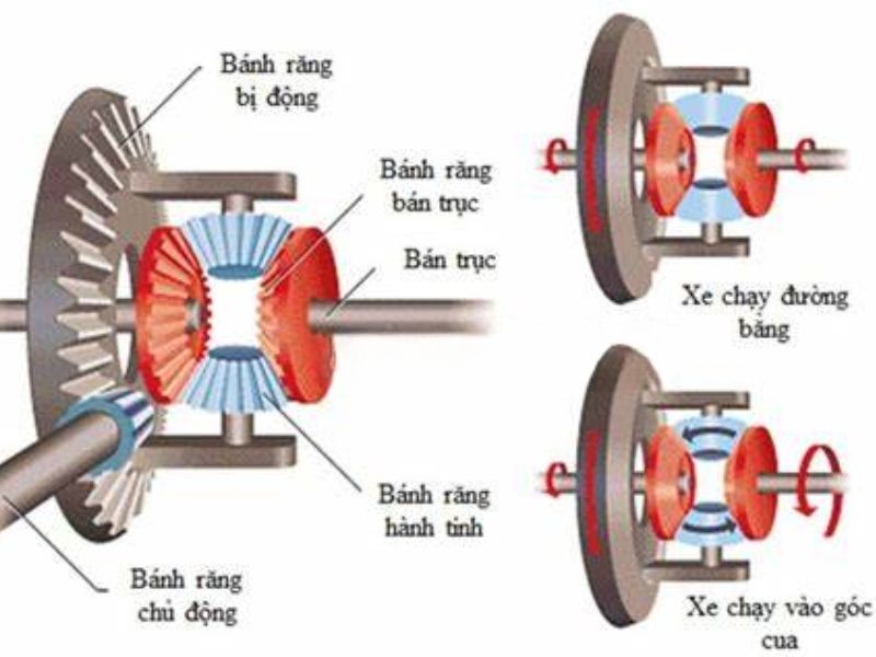 bộ vi sai 3 Nguyên lý hoạt động của bộ vi sai trong ô tô