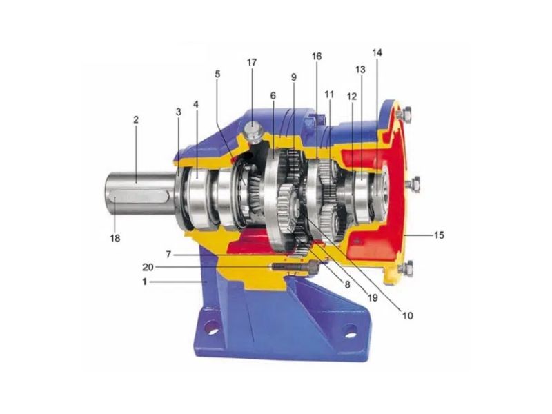 Hộp giảm tốc được cấu tạo từ nhiều bộ phận chính quan trọng