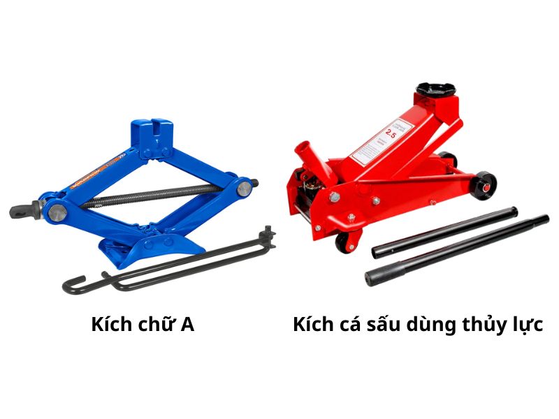 Nâng kích bằng loại kích phù hợp (chữ A hoặc thủy lực)