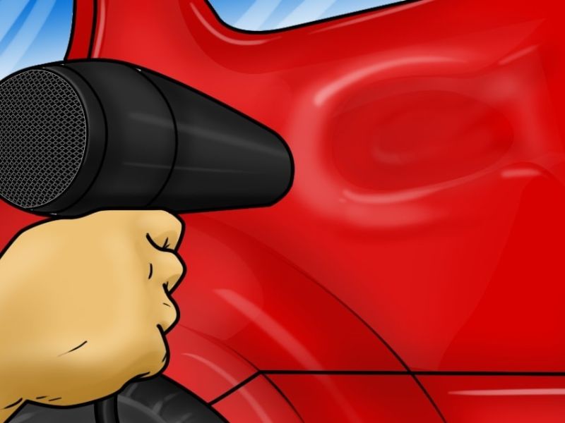 Dùng máy sấy tóc để sửa các vết móp nhẹ trên xe