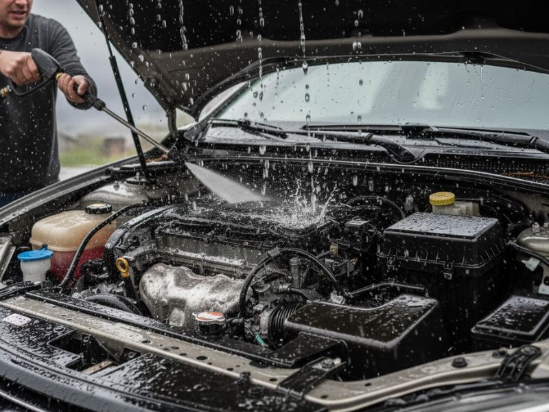 Nước mưa tạt vào khoang động cơ ô tô