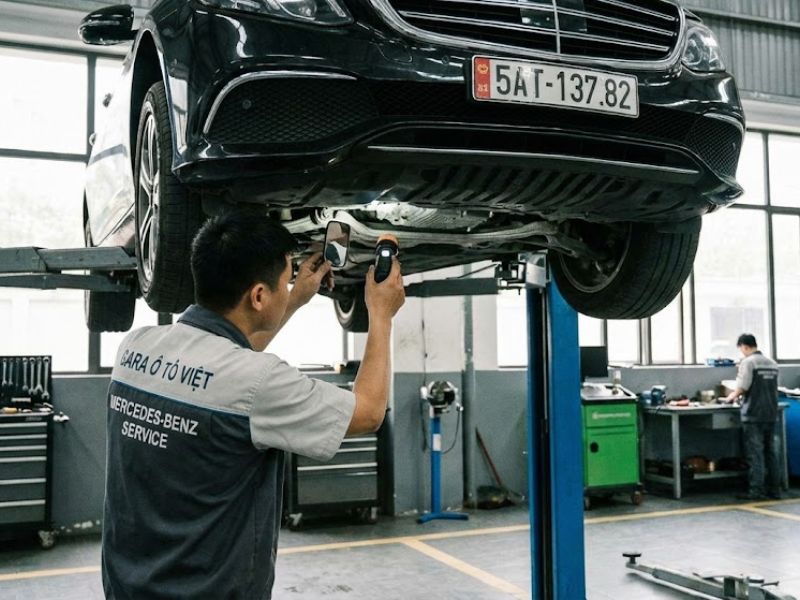 Tiến hành kiểm tra càng A để đảm bảo xe di chuyển êm ái