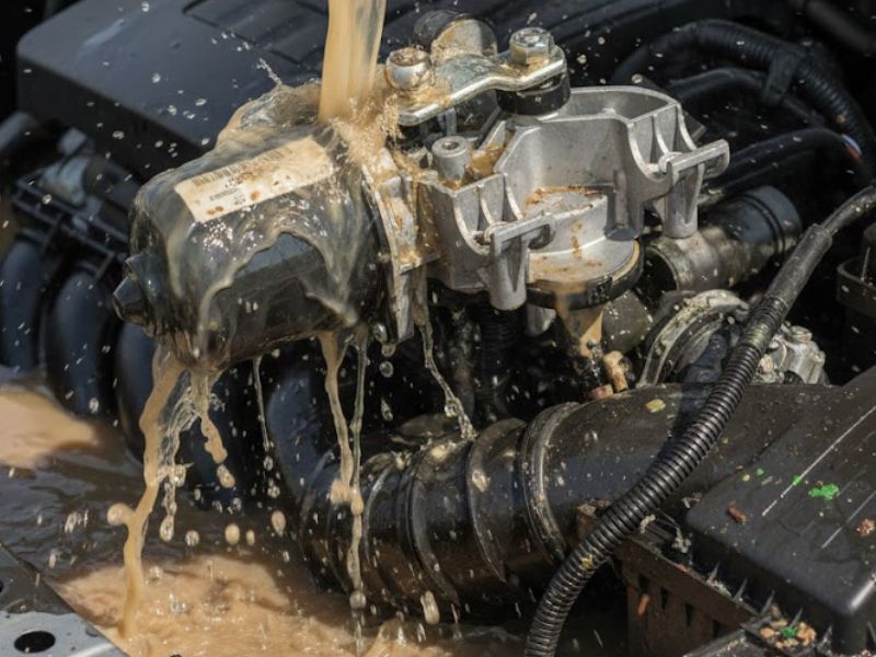 Cách xử lý mô tơ gạt mưa bị chập do ngập & phòng ngừa 2 Nước xâm nhập trực tiếp vào thân mô tơ