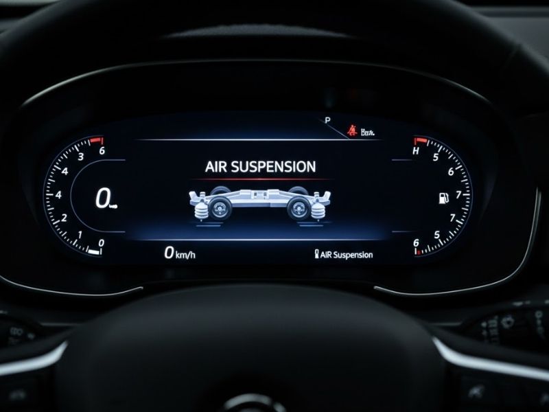 Trên màn hình taplo xuất hiện biểu tượng Air Suspension cảnh báo giảm xóc gặp vấn đề