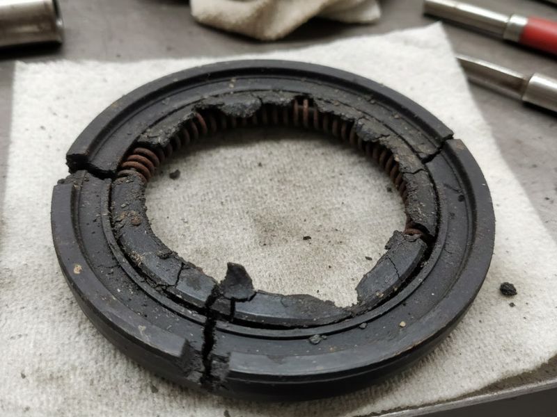 Xe bị chảy nhớt ở cần số: Nguyên nhân, dấu hiệu và cách xử lý 1 Phớt dầu cần số có nhiều vết nứt to, rách sau thời gian dài sử dụng